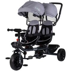 Tricicleta gemeni Chipolino Hip Hop platinum, Culoare: Gri