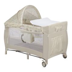 Patut pliant, Lionelo, Sven Plus, 120x60 cm, Cu doua nivele, Bej Latte, Culoare: Crem, Dimensiuni: 120x60