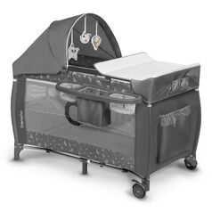 Patut pliant, Lionelo, Sven Plus, 120x60 cm, Cu doua nivele, Grey, Culoare: Gri, Dimensiuni: 120x60