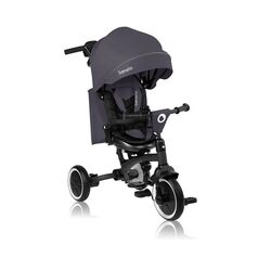 Tricicleta copii, Lionelo, Tris Plus, Pana la 25 kg, Scaun reversibil, Rotire 360 grade, Conform cu EN71, 9 luni-5 ani, Gri, Culoare: Gri