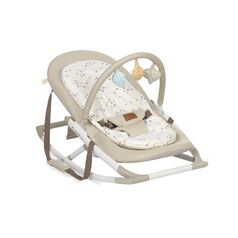 Balansoar, Jane, Fold, Pliabil, Bara de jucarii si spatar reglabil, Conform cu standardul european de siguranta EN 12790:2023, Iris, Culoare: Bej