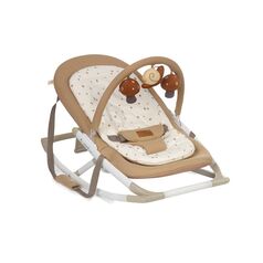 Balansoar, Jane, Fold, Pliabil, Bara de jucarii si spatar reglabil, Conform cu standardul european de siguranta EN 12790:2023, Sesame, Culoare: Crem