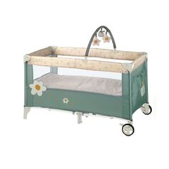Patut pliant, Jane, Duo Level, Cu roti, Cu arcada cu jucarii, Geanta de transport, Cu doua nivele, Botanic, Culoare: Verde inchis, Dimensiuni: 120x60
