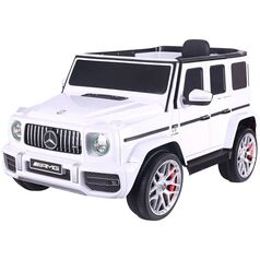 Masinuta electrica Chipolino SUV Mercedes AMG G63 cu scaun din piele si roti EVA white, Culoare: Alb, Capacitate acumulator: 12V