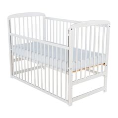 BabyNeeds - Patut din lemn Ola 120x60 cm, cu laterala culisanta, Alb