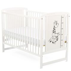 BabyNeeds - Patut din lemn Timmi Girafa 120x60 cm, Alb