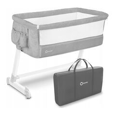 Patut co-sleeper, Lionelo, Theo, 2 in 1, Cu setare unghiulara, Reglabil in 5 pozitii pe inaltime, Conform cu standardele europeane de securitate EN1130 si EN16890, Grey, Culoare: Gri deschis