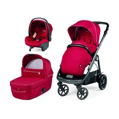 Carucior 3 in 1 Peg Perego Veloce, Primoviaggio SL,  0 - 22 kg, Red Shine, Rosu, Culoare: Rosu