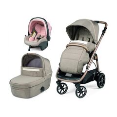Carucior 3 in 1 Peg Perego Veloce, Primoviaggio SL,  0 - 22 kg, Mon Amour, Bej / Roz, Culoare: Roz