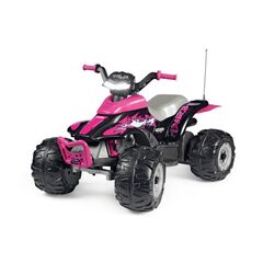 ATV Peg Perego Corral T-Rex, 330W, 12V, 3 ani +, Roz/ Negru, Culoare: Roz, Capacitate acumulator: 12V
