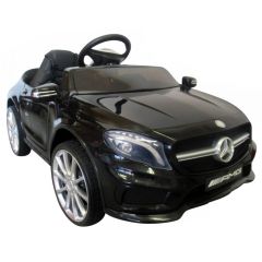 Masinuta electrica cu telecomanda, roti EVA, scaun piele Mercedes GLA45 - Negru, Culoare: Negru, Capacitate acumulator: 12V