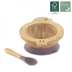 Set bamboo lingurita si bol Chick Miniland, Culoare: Mov