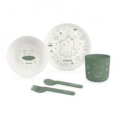 Set hranire copii Frog Miniland, Culoare: Verde