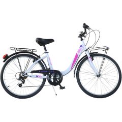 Bicicleta Dino Bikes 26' City Summertime alb, Culoare: Alb, Dimensiuni: 26 inch