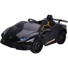 Masinuta electrica Chipolino Lamborghini Huracan black cu scaun din piele si roti EVA, Culoare: Negru