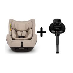 Nuna - Set Scaun auto rotativ i-Size TODL next Biscotti, 40-105 cm + Baza isofix BASE next i-Size pentru TODL next, testat ADAC, Culoare: Bej, Grupa: 0-18kg (0 luni - 4 ani)