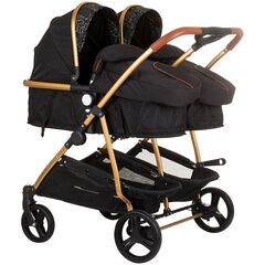 Carucior gemeni Chipolino Duo Smart 2 in 1 obsidian leaves, Culoare: Multicolor, Model: gemeni