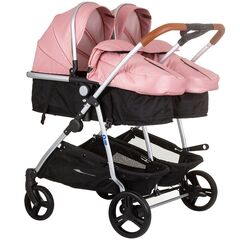 Carucior gemeni Chipolino Duo Smart 2 in 1 flamingo, Culoare: Roz, Model: gemeni