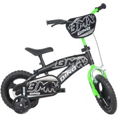 Bicicleta copii Dino Bikes 12' BMX negru si verde, Culoare: Negru, Dimensiuni: 12 inch