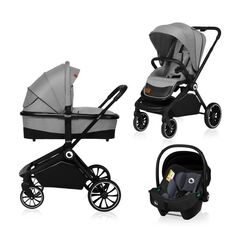 Lionelo - Carucior Mika 3 in 1,pana la 22 kg,Gri deschis, Culoare: Gri deschis, Model: 3 in 1
