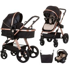 Carucior Chipolino Havana 3 in 1 obsidian gold, Culoare: Negru/Auriu, Model: 3 in 1