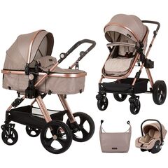 Carucior Chipolino Havana 3 in 1 golden beige, Culoare: Crem, Model: 3 in 1