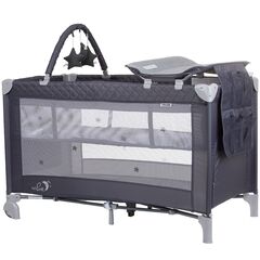 Patut pliabil cu saltea de infasat Chipolino Luna granite, Culoare: Gri/Negru, Dimensiuni: 120x60