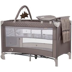 Patut pliabil cu saltea de infasat Chipolino Luna macadamia, Culoare: Crem, Dimensiuni: 120x60