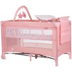 Patut pliabil cu saltea de infasat Chipolino Luna flamingo, Culoare: Roz, Dimensiuni: 120x60