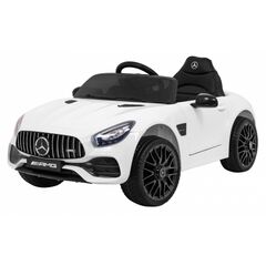 Masinuta electrica cu telecomanda MERCEDES BENZ GT, roti EVA, scaun tapitat, 108x68x48 cm, putere 70W - Alb, Culoare: Alb, Capacitate acumulator: 12V