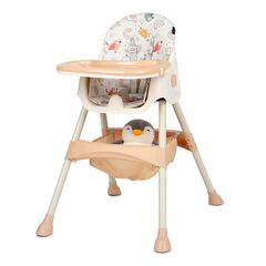 Scaun de masa 2 in 1 Juju Eat&Smile, Birds, Culoare: Crem