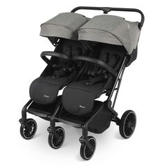 BabyGo - Carucior pliabil pentru gemeni GoTwice, Grey, Culoare: Gri/Negru, Model: gemeni