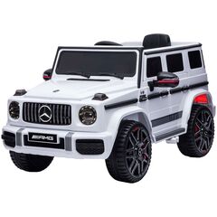 Masinuta electrica Chipolino SUV Mercedes G63 AMG cu scaun din piele si roti EVA white, Culoare: Alb, Capacitate acumulator: 12V