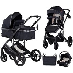 Carucior Chipolino Amore 3 in 1 blackberry, Culoare: Negru, Model: 3 in 1