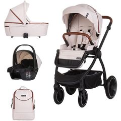 Carucior Chipolino Prestige 3 in 1 biscotta, Culoare: Bej, Model: 3 in 1