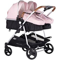 Carucior gemeni Chipolino Duo Smart 2 in 1 pink marshmallow, Culoare: Roz, Model: gemeni