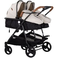 Carucior gemeni Chipolino Duo Smart 2 in 1 biscotta, Culoare: Gri deschis, Model: gemeni