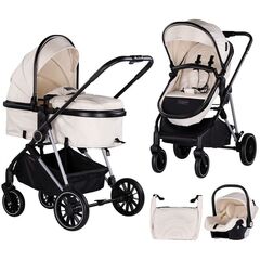 Carucior Chipolino Aura 3 in 1 biscotta, Culoare: Crem, Model: 3 in 1