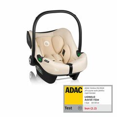Scoica auto, Lionelo, i-Size Astrid, 0-13 Kg, 40-87 cm, Testat ADAC, Conform cu standardul european de securitate R129, Bej, Culoare: Bej, Grupa: 0-13kg (0 luni - 12 luni)