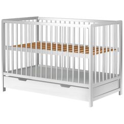 Patut copii din lemn Hubners Dominic 120x60 cm alb cu sertar  - ExclusivMAG.ro