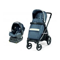 Carucior 2 in 1 Peg Perego, Book 51 S Titania i-Size (baza i-size inclusa), Luxe Mirage (sasiu + hamac + scaun auto), 0 - 22 kg, Culoare: Albastru  - ExclusivMAG.ro