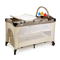 Patut pliant 2 niveluri Juju Sleepy Baby, Sweet Dreams, Culoare: Crem, Dimensiuni: 120x60  - ExclusivMAG.ro