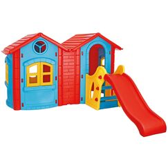 Casuta cu tobogan pentru copii Pilsan Double Happy House blue  - ExclusivMAG.ro