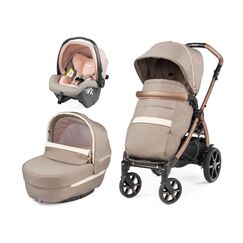 Carucior 3 in 1 Peg Perego Book, SLK, 0 - 22 kg, Mon Amour, Bej / Roz, Culoare: Crem  - ExclusivMAG.ro