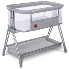 Lionelo - Patut co-sleeper Luna, 2 in 1, Cu laterala culisanta, Gri deschis, Culoare: Gri deschis, Dimensiuni: 80x50  - ExclusivMAG.ro
