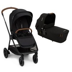 Nuna - Set carucior compact TRIV next Caviar + Landou LYTL Caviar, Culoare: Negru, Model: 2 in 1  - ExclusivMAG.ro