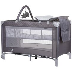 Patut pliabil cu saltea de infasat Chipolino Luna ash grey, Culoare: Gri, Dimensiuni: 120x60  - ExclusivMAG.ro