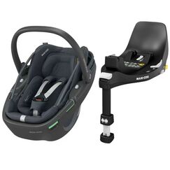 Scaun Auto I-Size Maxi-Cosi CORAL 360 BS + Baza Auto FAMILYFIX 360 ESSENTIAL GRAPHITE, Culoare: Gri/Negru, Grupa: 0-13kg (0 luni - 12 luni)  - ExclusivMAG.ro