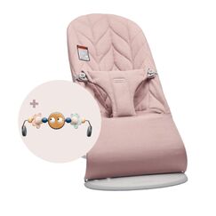 BabyBjorn - Balansoar Bliss Dusty Pink cu aspect delicat de petala, tesatura matlasata, cu bara de jucarii inclusa, Culoare: Roz  - ExclusivMAG.ro
