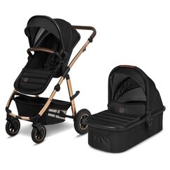 Carucior 2 in 1, Lionelo, Amber, Pana la 22 kg, Negru, Culoare: Negru/Auriu, Model: 2 in 1  - ExclusivMAG.ro
